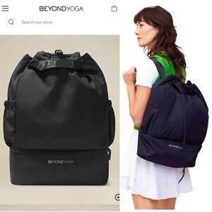 Beyond Yoga Convertible Gym Bag Black Nylon Backpack Shoulder Tote Travel School